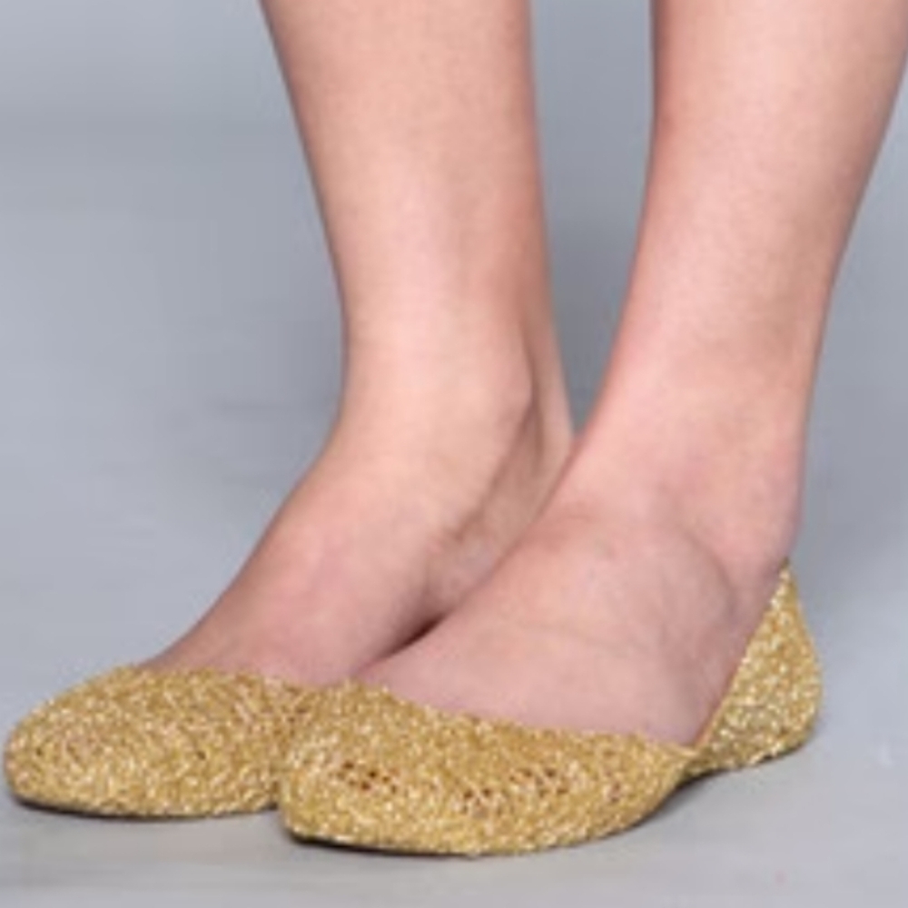 Mini Melissa Campana gold flats